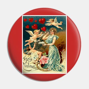 Valentines Day Vintage 1899 Card Print Pin