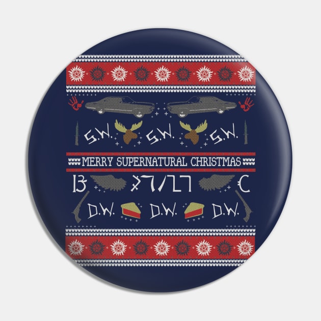 Merry Supernatural Christmas Pin by SuperSamWallace