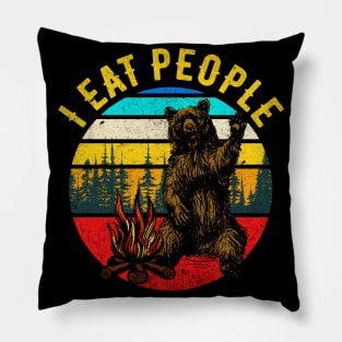 Camping Bear Hiking Funny Camper Gift Pillow