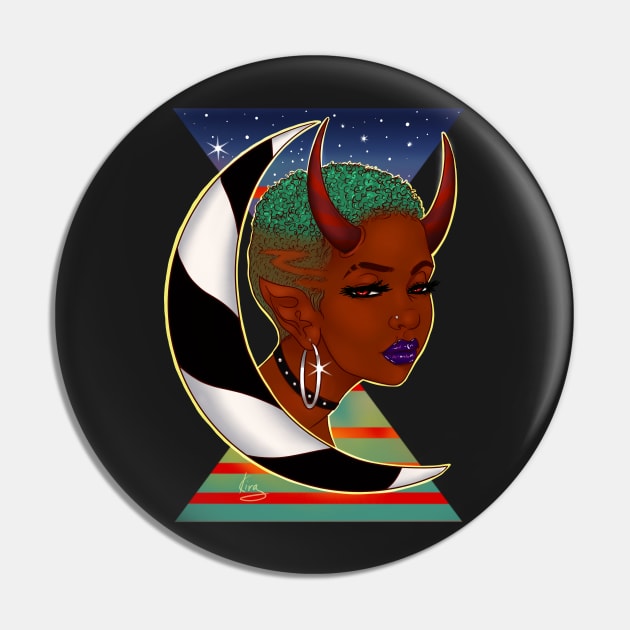 Crescent Demon | Black Fantasy Art Pin by kiraJ