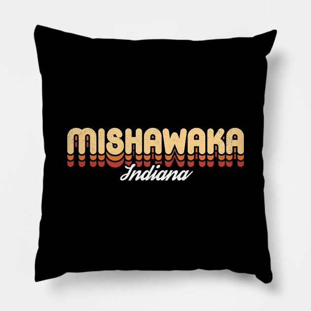 Retro Mishawaka Indiana Pillow by rojakdesigns