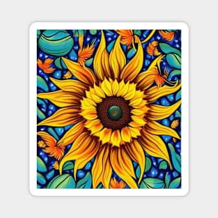 Psychedelic Sunflower Magnet