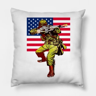 patriot warrior in action Pillow