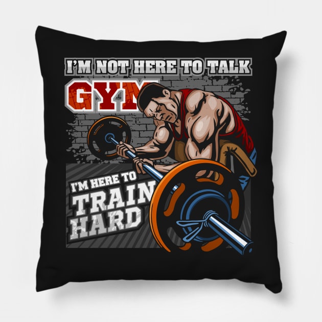 Train Hard Bodybuilding Pillow by RadStar