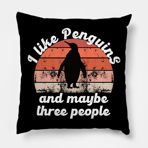 i like penguins and maybe three people Pillow by hatem