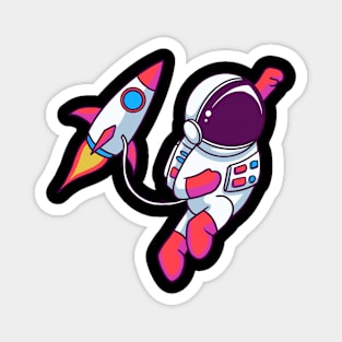Astronaut Fly Rocket Magnet