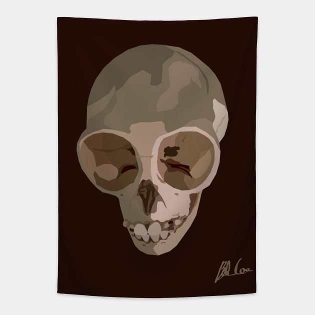 Gibbon skull Tapestry by BattleBirdProductions