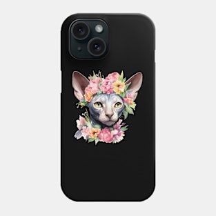 Sphynx Cat Flowers Art Design for Cat Owers Phone Case