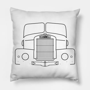 Scammell Highwayman classic 1960s lorry black outline graphic Pillow