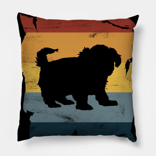 Maltese Shih Tzu Distressed Vintage Retro Pillow by DoggyStyles