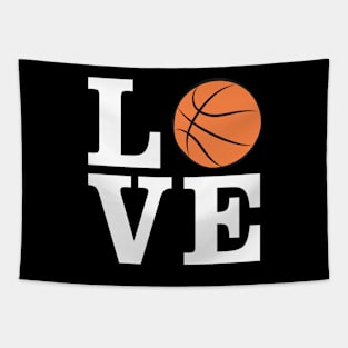 Love Basketball  - White Text Tapestry