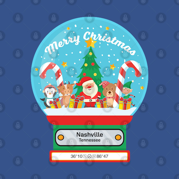 Discover Nashville Tennessee USA - Merry Christmas SnowGlobe - Nashville Tennessee Usa - T-Shirt