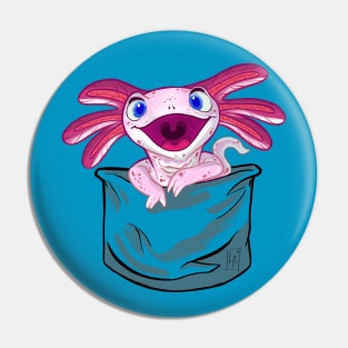 Axolotl Pocket Cute Pink Pin