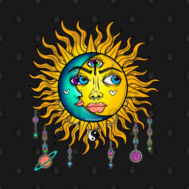 Trippy sun and moon by Thisuniquevibe
