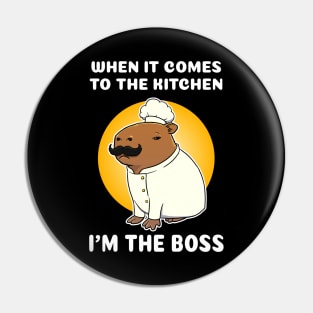 When it comes to the kitchen I'm the boss Capybara Chef Cartoon Pin