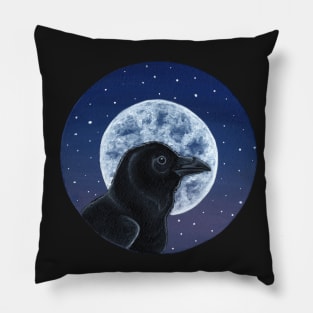 Raven and the Moon Pillow