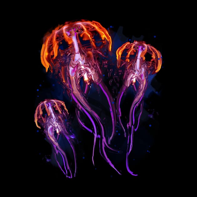 Jellyfish, Swimming In The Ocean by Area31Studios