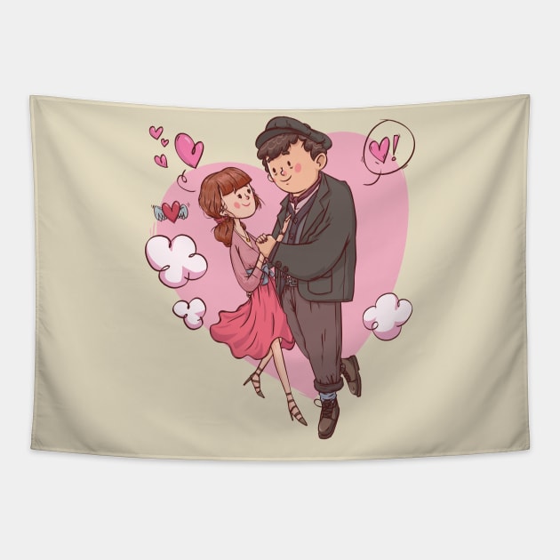 couple lover dancing Tapestry by Mako Design 