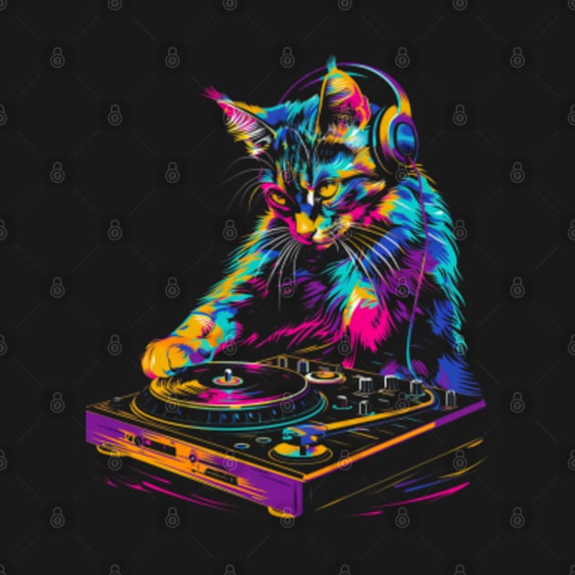 Cat DJ Spin by Gianna Bautista Art