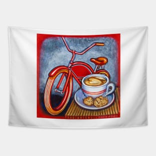 Red Electra Delivery Bicycle Cappuccino and Amaretti Tapestry