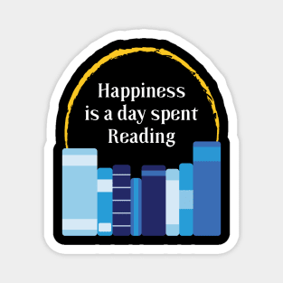 Happiness is a Day Spent Reading | Blue | Black Magnet