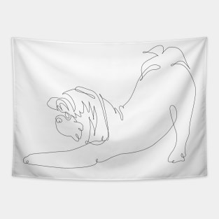 One line Shih tzu Downward Dog Tapestry