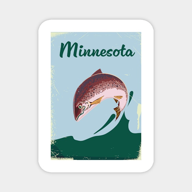 Minnesota Fishing poster Magnet by nickemporium1