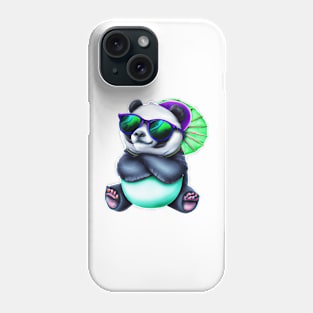 Funny panda with an umbrella Phone Case