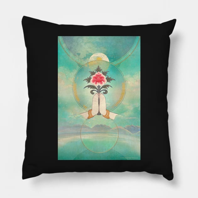 Divine Offering (Anjali Mudra) Pillow by AngiandSilas