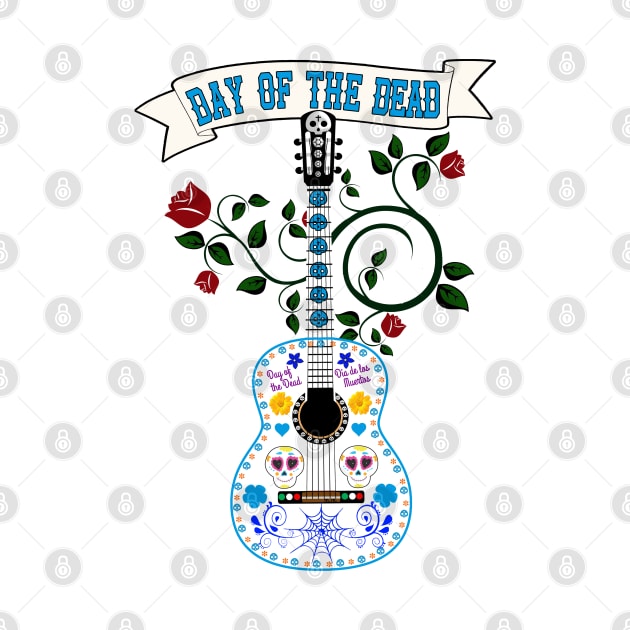 Acustic Guitar Sugar Skull themed by soccer t-shirts