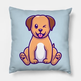 Cute Dog Sitting Cartoon Pillow