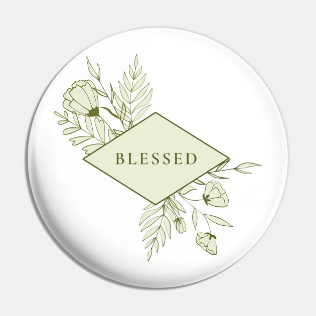 Blessed Floral Typography Pin by Mission Bear