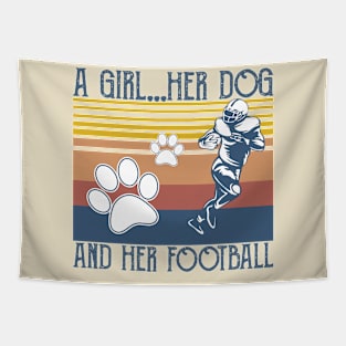 A Girl, Her Dog, and Her Football Tapestry