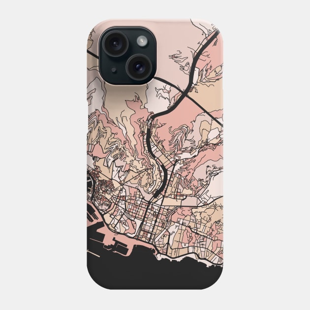 Genoa Map Pattern in Soft Pink Pastels Phone Case by PatternMaps