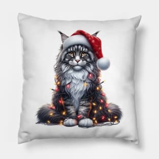 Christmas Maine Coon Cat Pillow