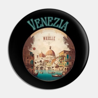 Venice Italy Streetscape Art - Retro Vintage Travel Pin