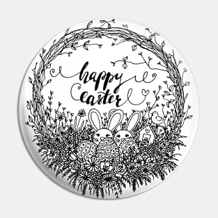 Hello Easter Wreath Line Art Pin