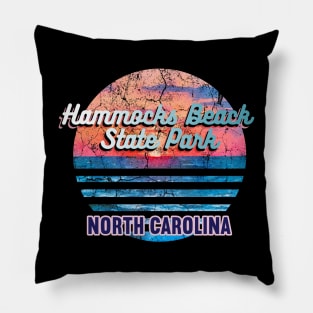 Hammocks Beach State Park North Carolina Retro Sunset Pillow