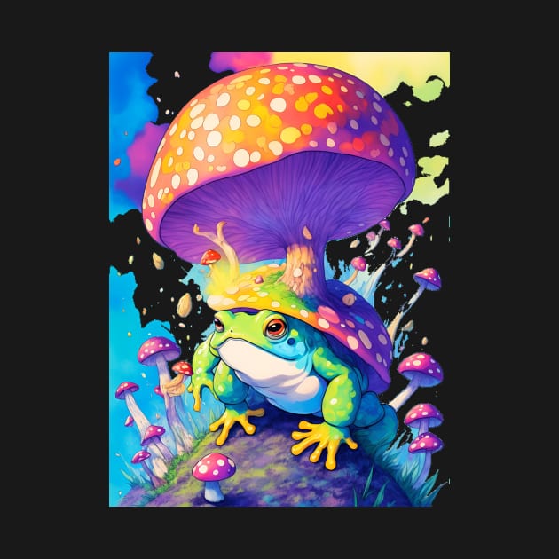 Mushroom land colorful toad lots of pretty colors soft color palette vintage tone by Terror-Fi