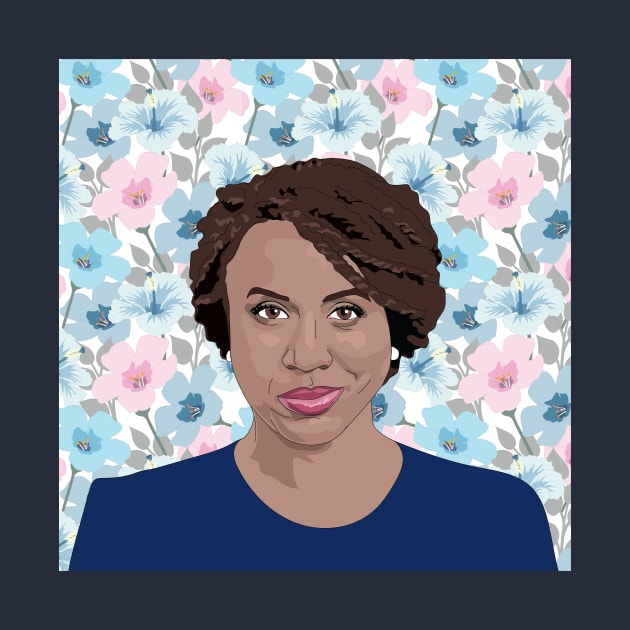 Ayanna Pressley Pretty Floral Portrait by FemCards