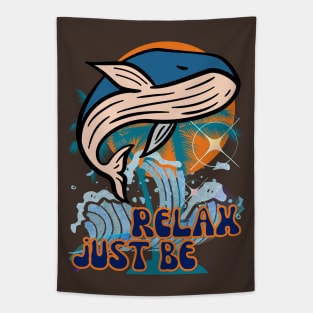 Relax, Just Be - Funny Whale Tapestry