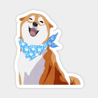 Happy Shiba Inu - Blue Bandana Magnet