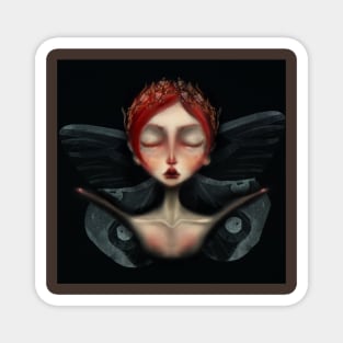 Red Head Gothic Faerie Queen Black Butterfly Wings Dreaming Lowbrow Fairy tale Art Portrait Magnet