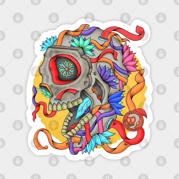 Skull of Colors - Día De Los Muertos - Realistic Skull Magnet by Scriptnbones