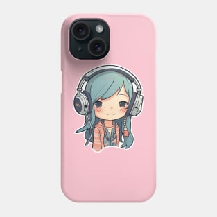 Cute headphone anime girl Phone Case