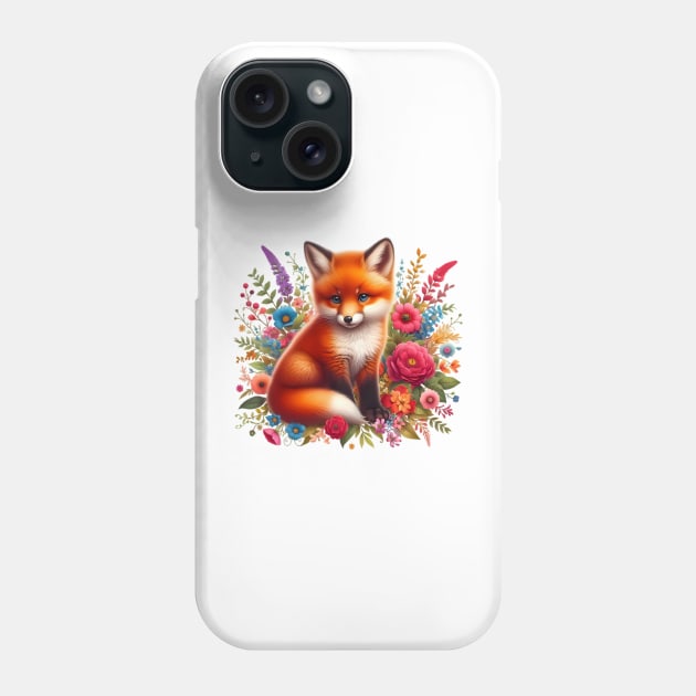 A red fox decorated with beautiful colorful flowers. Phone Case by CreativeSparkzz