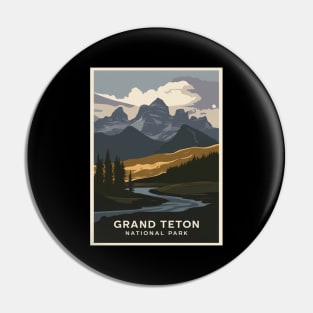 Travel Poster Grand Teton - National Park Pin