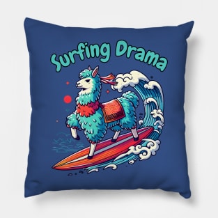 Surfing llama Pillow