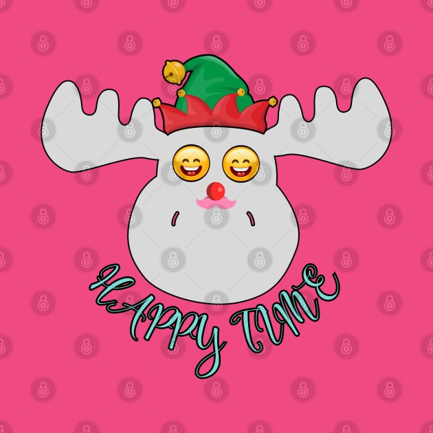 Funny Moose HAPPY TIME by Taz Maz Design