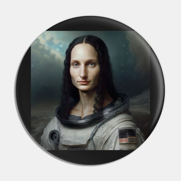 Mona Lisa Astronaut Painting Pin by unrealartwork